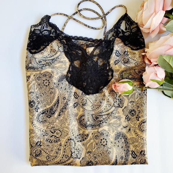 Lucie Ann II Vintage Paisley Silky Floral Lace Slip Top Nighty Teddy Lin… - Picture 4 of 16